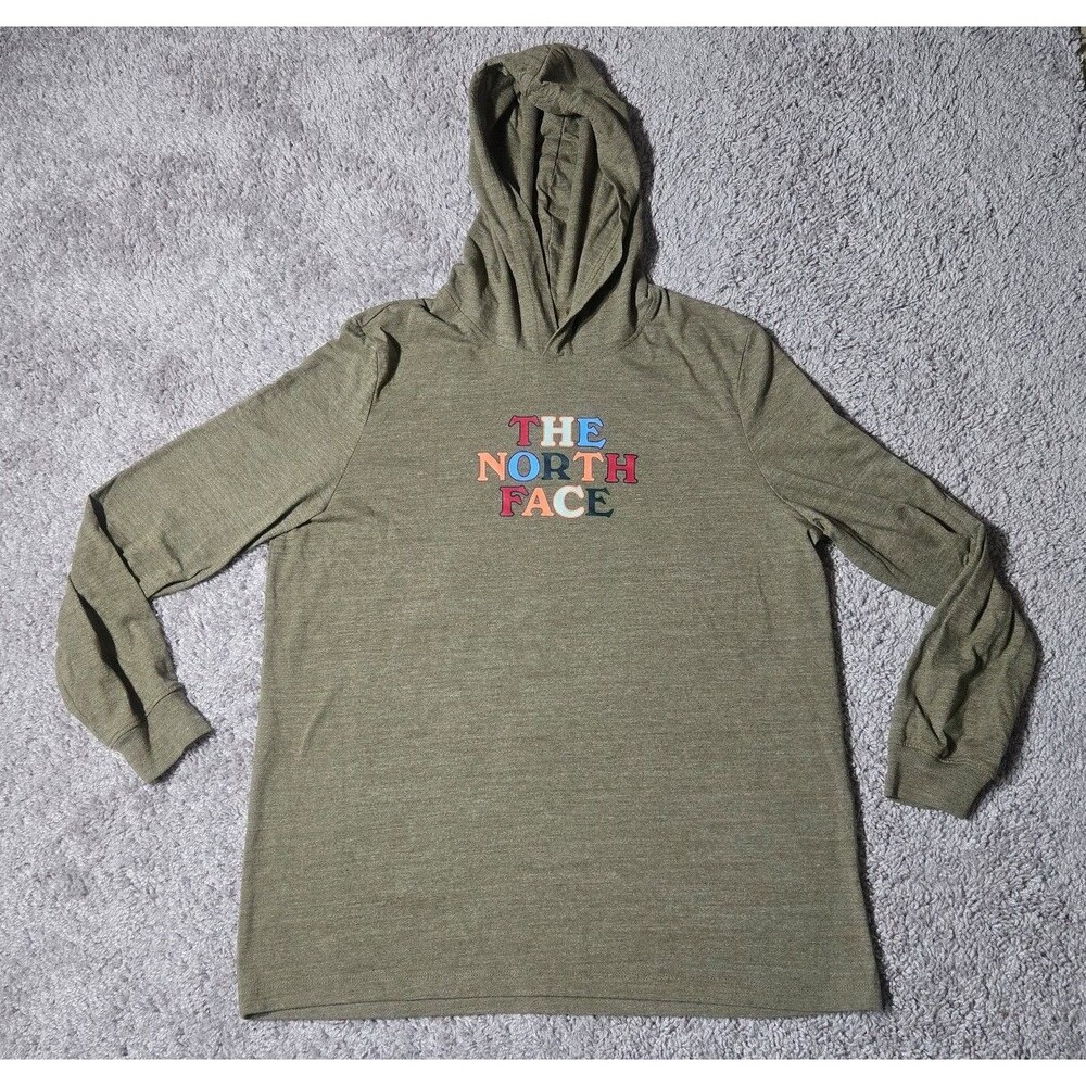 The North Face Lightweight Hoodie Shirt Large Rainbow Logo Pullover Outdoor Gorp